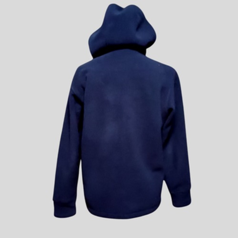 Asics Navy Fleece Hooded Zip Up Jacket orange trim size - Picture 3 of 5